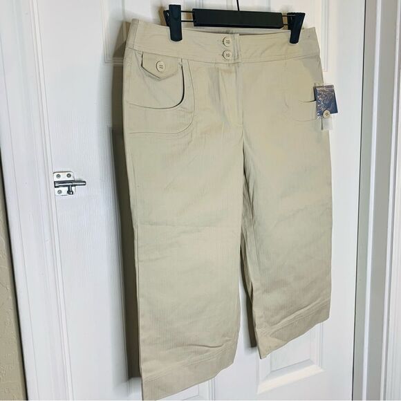 Hillard & Hanson Opal Beige Rolled Cuff Capris Size 8 Petite - Picture 3 of 10